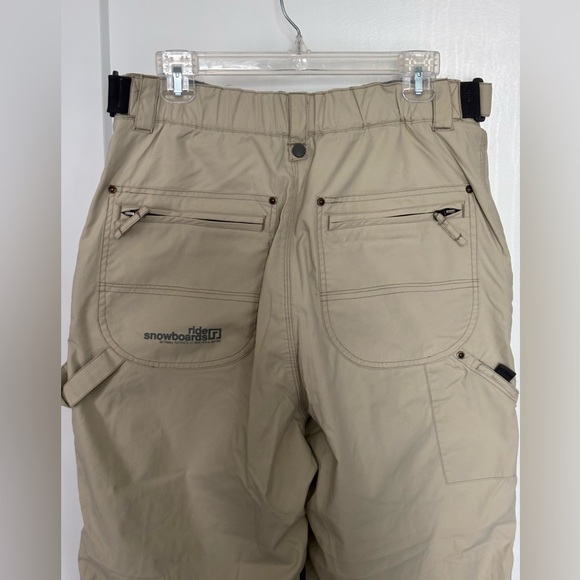 RIDE SNOWBOARD PANTS WATERPROOF KHAKI TAPERED SEAMS ADJUSTABLE WAIST SZ WOMEN M - Picture 3 of 16